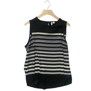 Elle Black & Gray Striped Sleeveless Blouse